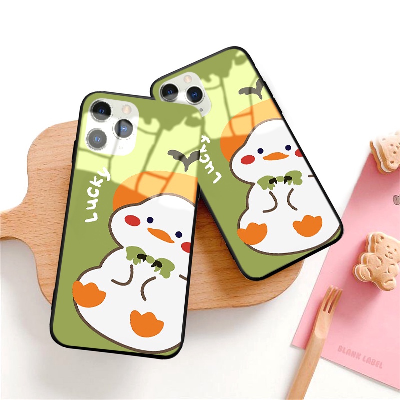 Ốp iphone kính cường lực Chú vịt con Lucky cho 11/11pro/11promax/xsmax/xr/x/7plus/6/7/8/plus/12 pro max/13 pro max-k362