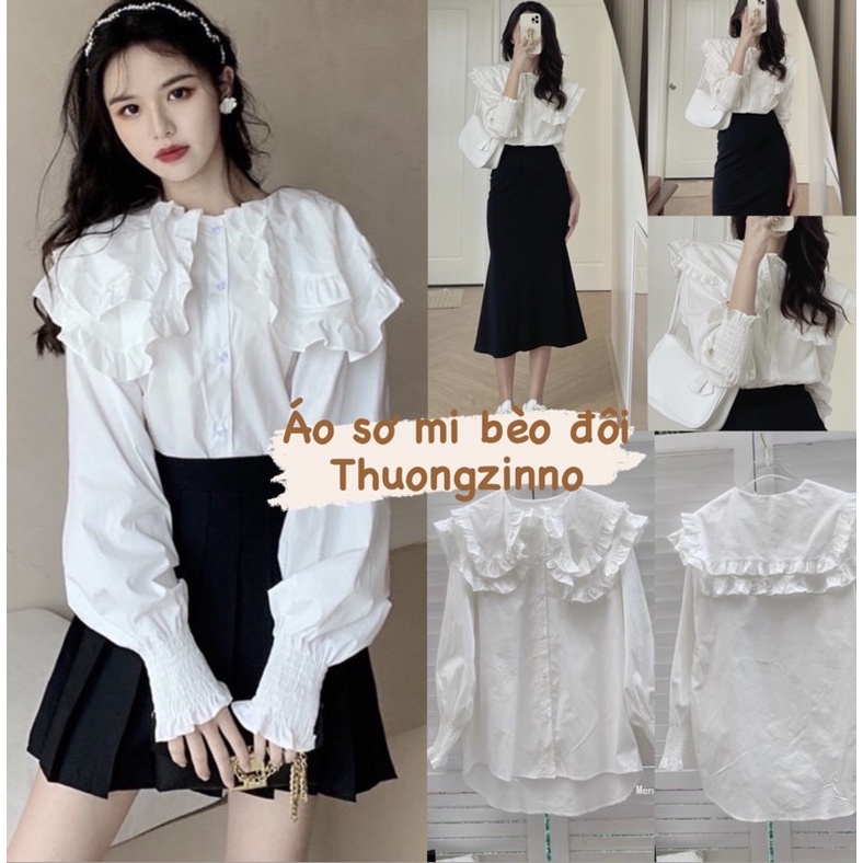 [ẢNH THẬT/VIDEO]ÁO SƠ MI BÈO ĐÔI VẢI MỀM ĐẸP PHỐI TAY TÚM
