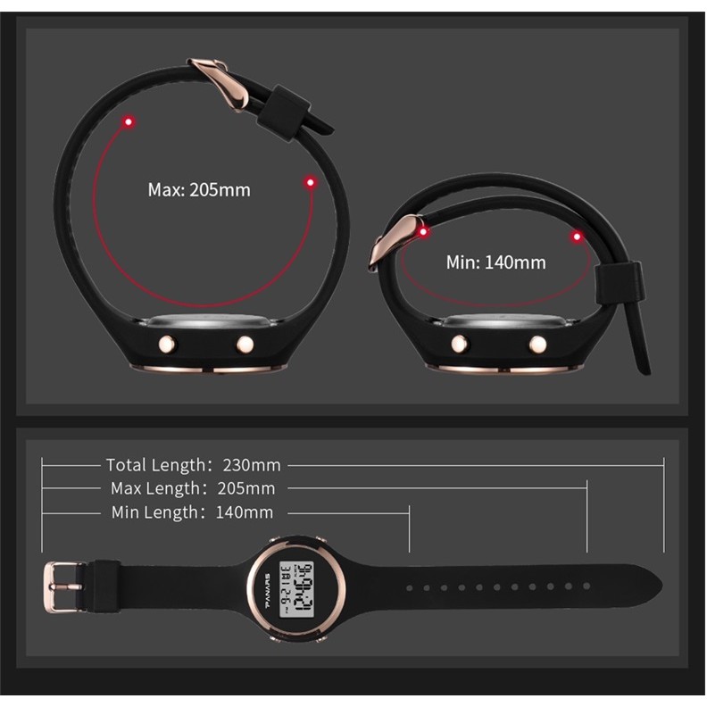 Đồng hồ điện tử thể thao thời trang nữ dây cao su SYNOKE PKHRSNK002 (44 mm)