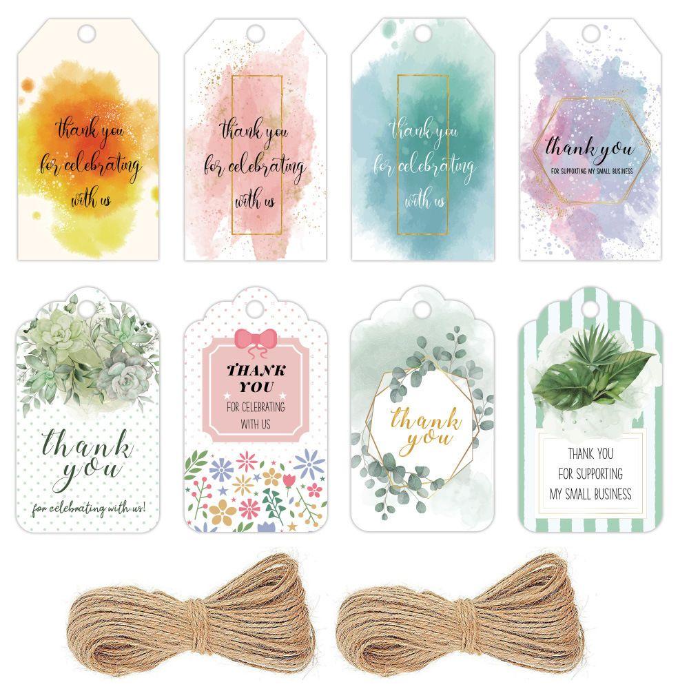 PISTA Set 50 Thẻ Gỗ Khắc Chữ Thank You Kèm Dây Treo Trang Trí Tiệc Cưới