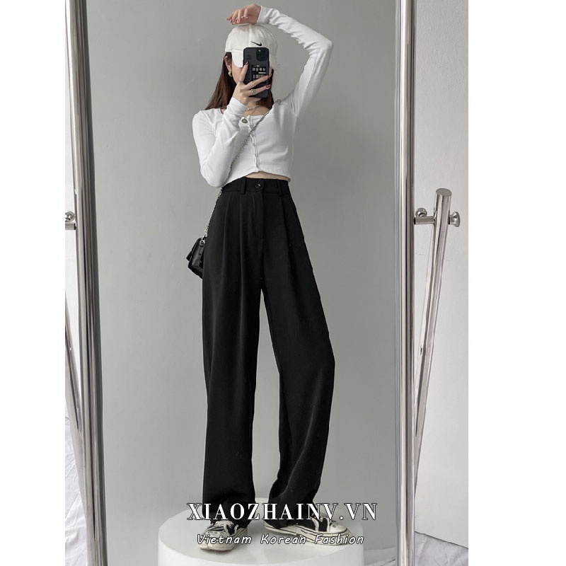 Xiaozhainv Quần Dài Ống Rộng Lưng Cao Thời Trang Mùa Hè Độc Đáo Cho Nữ