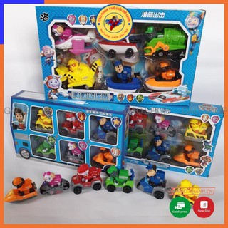 [Hàng siêu đẹp] Chó cứu hộ Paw Patrol đồ chơi cho các bé, mô hình 6 con, có thể tháo rời chó ra khỏi xe