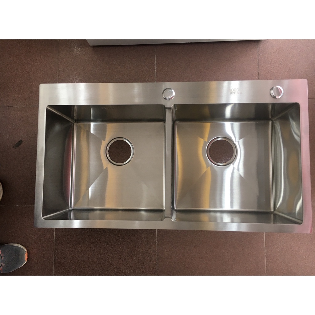Chậu Rửa Bát KOREA Inox SUS 304 82x45 / 72x43 / 78x43 Chậu Đúc nguyên khối 2 hố cân và 2 hố lệch