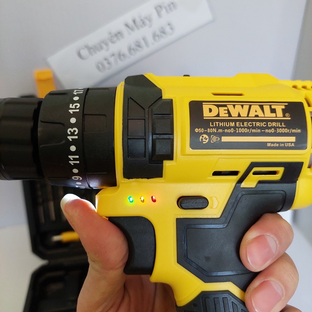 Máy khoan pin Dw 72v có đèn báo pin tặng 24 phụ kiện