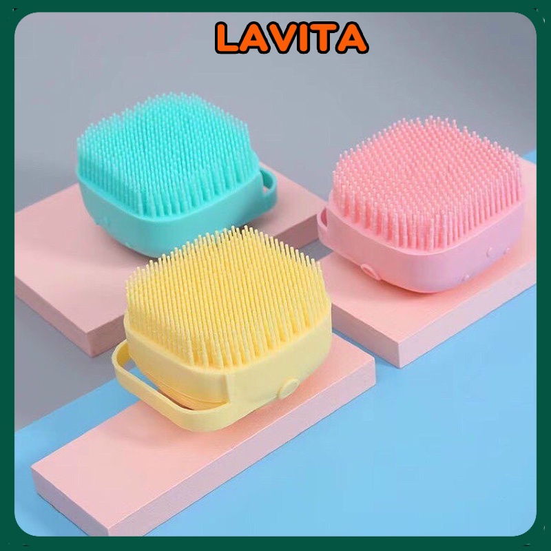Cọ Tắm Silicon Vuông Có Kèm Ngăn Chứa Sữa Tắm - LAVITA