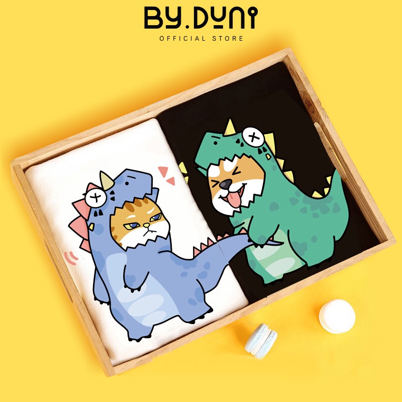 Áo thun cặp đôi nam nữ form rộng Local Brand tay lỡ unisex, áo cặp bạn thân vải cotton By.Duni mẫu CHÓ MÈO KL FULL BOX