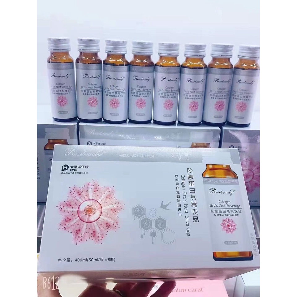 Set 8 Chai Nước Uống Trắng Da Collagen Yến Rosebeauty