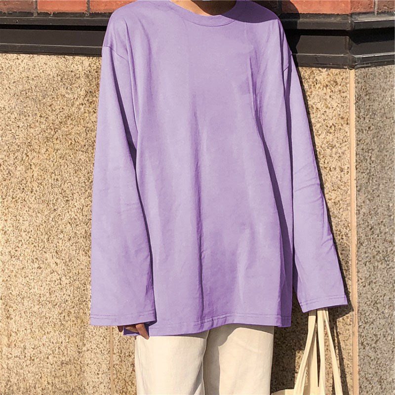 Áo Thun Tay Dài Dáng Rộng Phong Cách Hàn Quốc Dành Cho Nữ