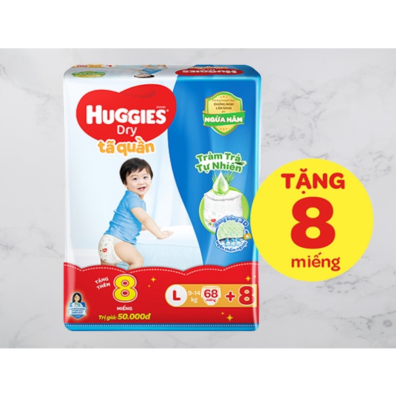 (Tặng 8 miếng )Tã/bỉm quần HUGGIES M74/L68/XL62/XXL56 [Phiên bản giới hạn TRÀM TRÀ]