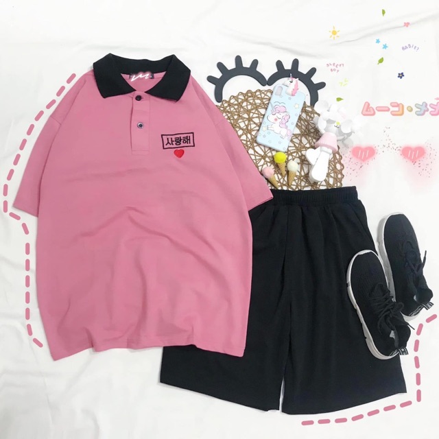 ComBo PoLo Mix Trơn/Thêu Chữ- Short Đùi Trơn Ảnh Thật