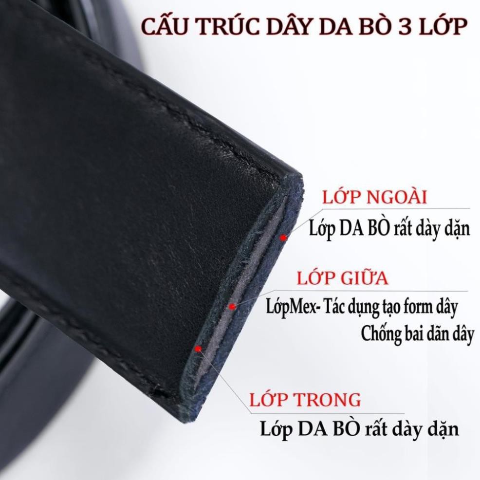 [DA BÒ] Dây Lưng Nam (không mặt) Da Bò Thật 100% Đục Lỗ Sẵn (Bản rộng 3.4cm cho khóa Kim Cài)