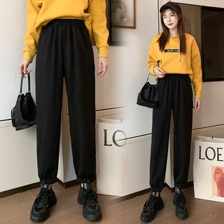 Quần nỉ jogger ống rộng bo gấu nhung tăm mịn cá tính, Quần jogger ống rộng bo gấu chất nỉ nhung tăm dày dặn
