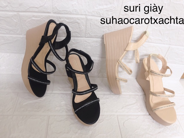 Giày sandal nữ đế xuồng ba quai mảnh gót 9p D02