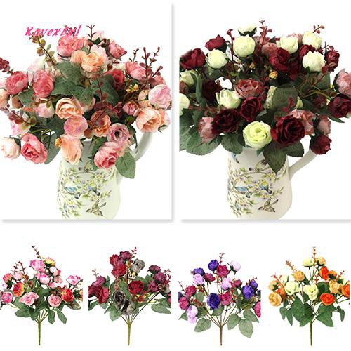 1 Bó 21 Bông Hoa Hồng Lụa Nhiều Màu