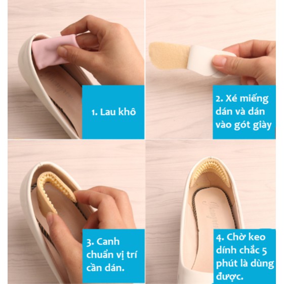 Miếng lót giày 4d tiện dụng Heel Liner 9.3x2.5cm ,tạo cảm giác thoải mái cho chân, dễ làm sạch