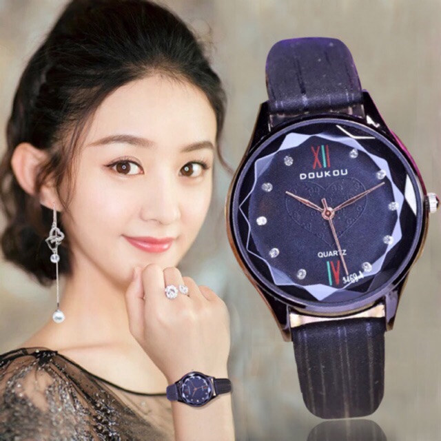 [NEW ARRIVAL] Đồng hồ nữ Doukou chính hãng mặt vát 3d dây da sọc mẫu mới hot | BigBuy360 - bigbuy360.vn