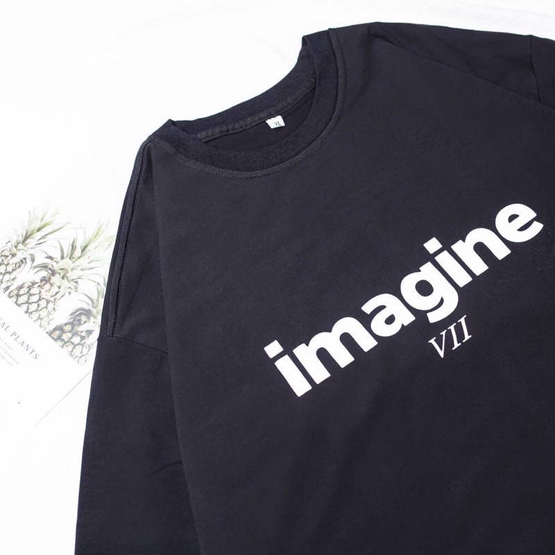 Áo phông Tee - chất Cotton xịn - hoạ tiết chữ Imagine - Form Oversize thời trang Unisex nam nữ