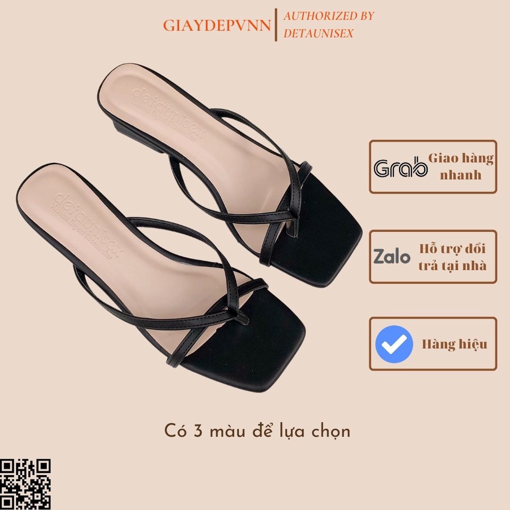 Guốc Xỏ Ngón Gót Vuông Quai 3 Dây Nhỏ Phong Cách Hàn Quốc Mã G501
