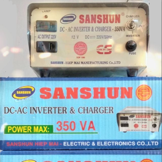 Inverter SANSHUN 350VA đổi điện 12V DC ra 220V AC và sạc bình ắc quy
