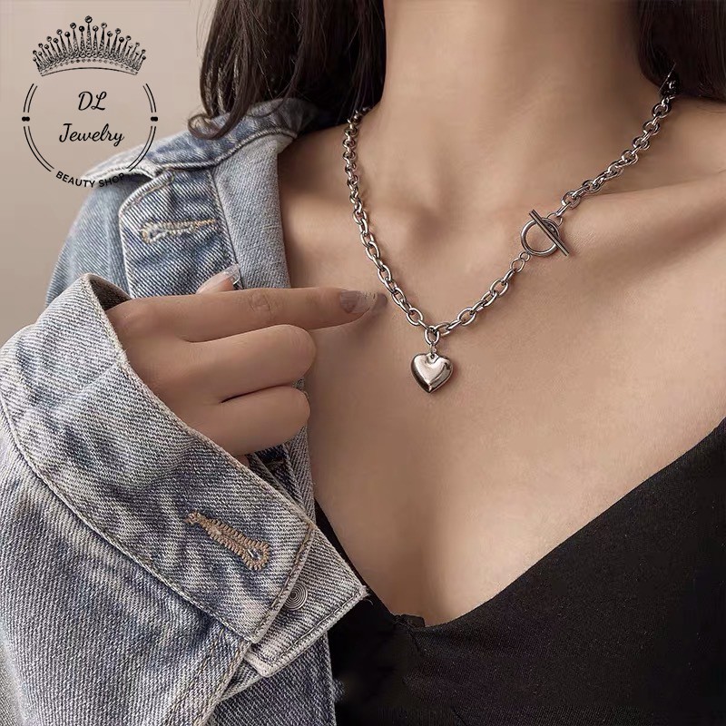 Vòng cổ trái tim to cực xinh dành cho nữ - Dây chuyền nữ thời trang hàn quốc DL.Jewelry