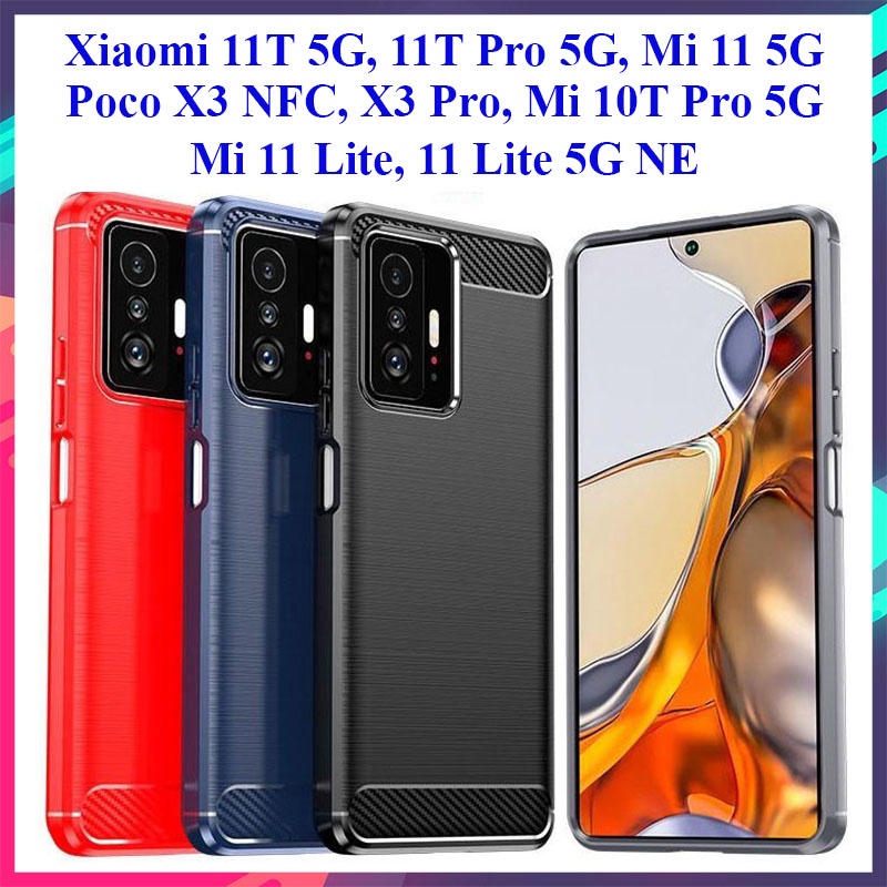 Ốp lưng dẻo Xiaomi 11T, 11T Pro, Poco X3 NFC, X3 Pro, Mi 11 5G, 11 Lite 5G NE, 10T Pro vân cacbon chống sốc Rugger Amor