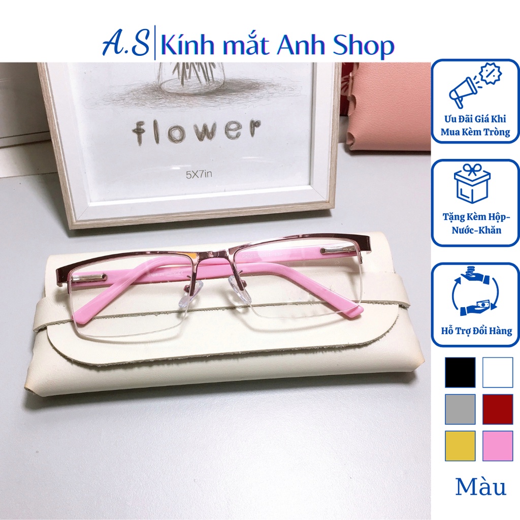 Kính vuông nam nữ chất liệu kim loại càng kính nhựa dày dặn EA