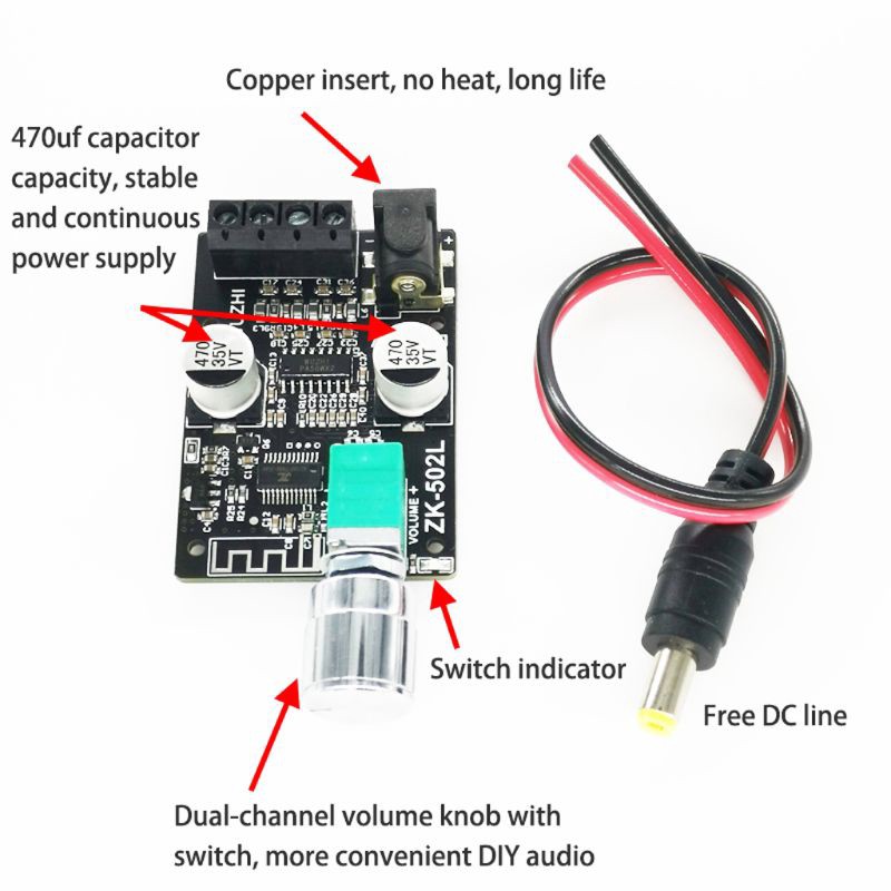 Mạch khuếch đại âm thanh Wuzhi ZK-502L, ZK-502M, ZK-502C, ZK-502H, ZK-1002L, ZK-1002M, ZK-1002, ZK-MT21S, ZK-TB21