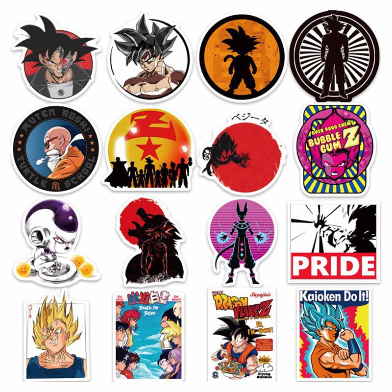 100 sticker dán trang trí hình phim hoạt hình Dragon Ball Super Saiyan Goku cá tính