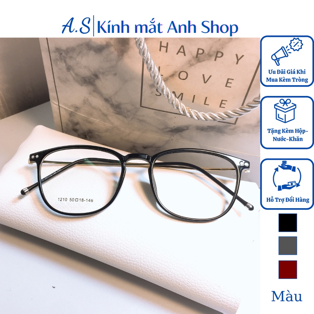 Kính tròn nam nữ chất liệu kim loại kết hợp nhựa dẻo dẻo dai bền 1210