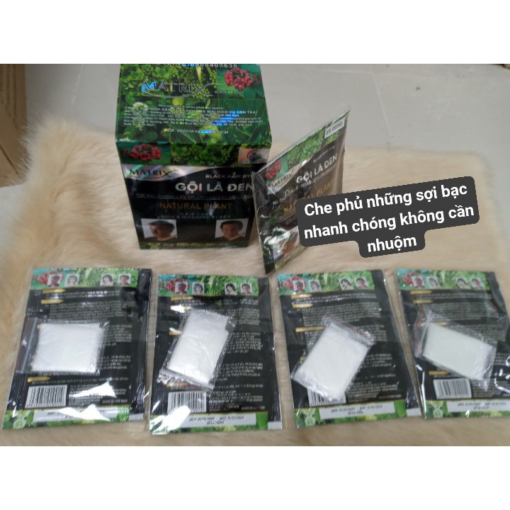 GỘI LÀ ĐEN MATRIX gói 30ml  lên màu đẹp, chuẩn giữ màu lâu phai ,chỉ cần gội không cần nhuộm tiện lợi nhỏ gọn