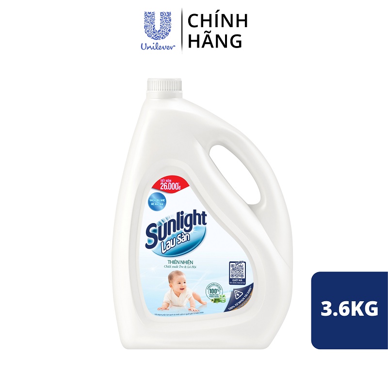 Nước Lau Sàn Sunlight Thiên Nhiên Chiết Xuất Tre & Lô Hội 3,6 Kg - Sạch Dịu Nhẹ - Mẹ An Tâm