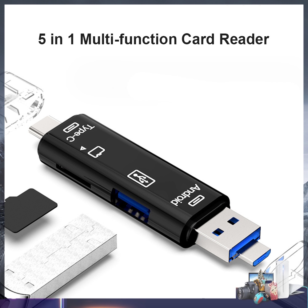 Đầu đọc thẻ nhớ USB OTG 5 trong 1 cho điện thoại laptop