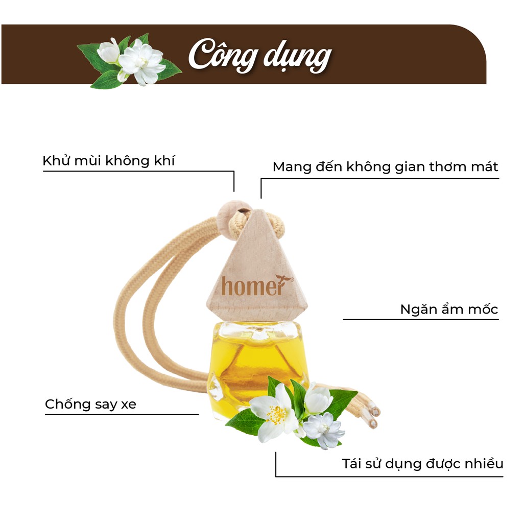 Treo xe Tinh dầu Homer 7ml - Khử mùi, kháng khuẩn trong không khí - Treo tủ, treo xe ô tô, treo phòng