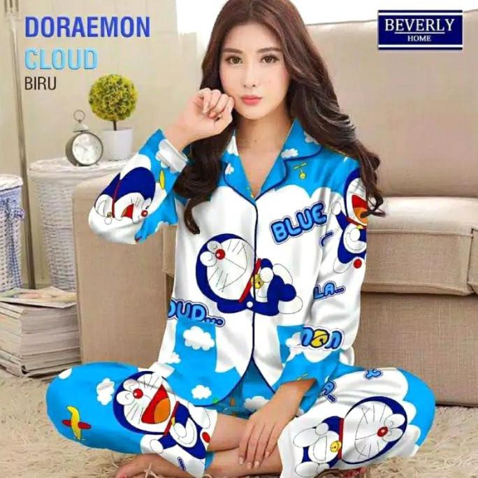 Bộ Đồ Ngủ Tay Dài In Hoạt Hình Doraemon Dễ Thương Cho Nữ