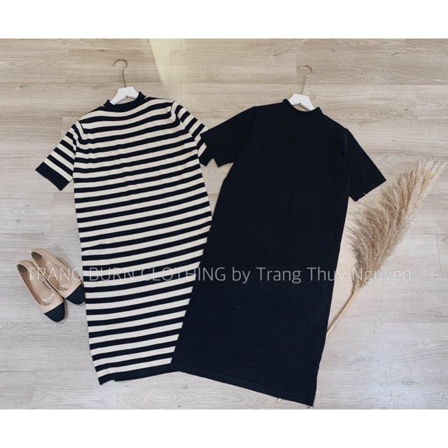 Váy len LYNS lông thỏ trơn - Cộc tay Dáng suông hàng QCL1