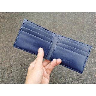 Ví Ngang Xanh Navy Da Bò Thật