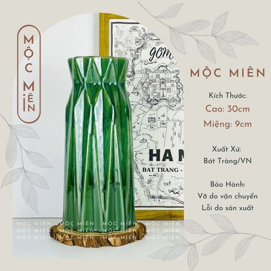Bình hoa gốm sứ men hoả biến Rêu Xước cỡ Lớn lọ hoa decor trang trí nhiều mẫu, Mộc Miên, gốm sứ bát tràng