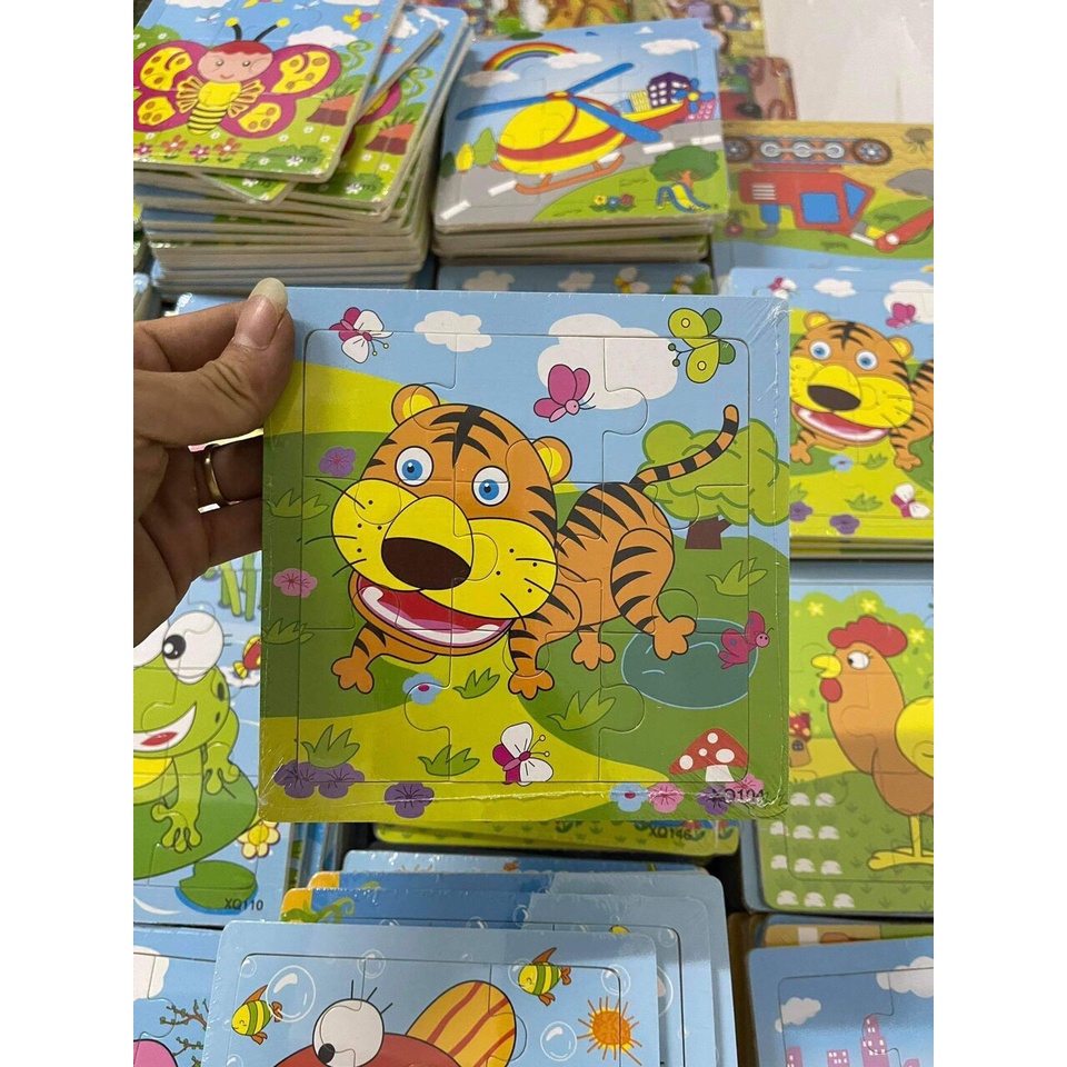 Đồ chơi xếp hình lắp ráp tranh ghép gỗ 9 mảnh hơn 20 mẫu ngộ nghĩnh