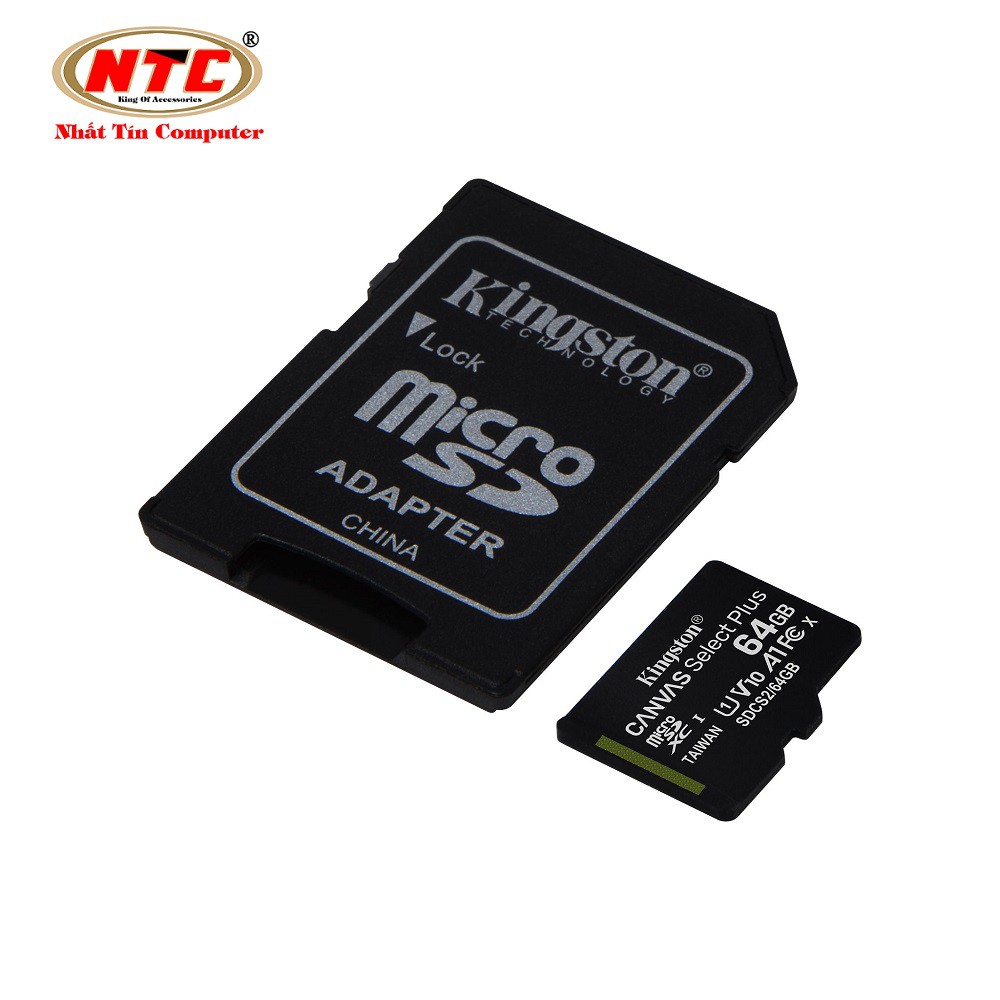 Thẻ nhớ microSDXC Kingston Canvas Select Plus 64GB U1 V10 A1 100MB/s (Đen) - Kèm adapter