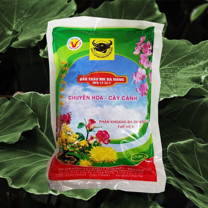 Phân Khoáng Đa Dinh Dưỡng Đầu Trâu Đa Năng NPK 17-12-7+TE (Gói 200g) Chuyên Hoa - Cây Cảnh