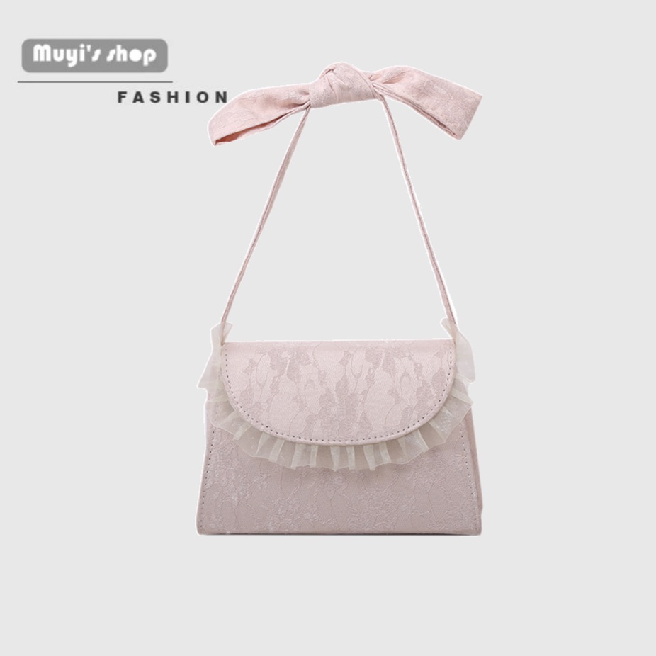 Túi Xách Phối Ren Và Nơ Xinh Xắn Thanh Lịch Cho Nữ