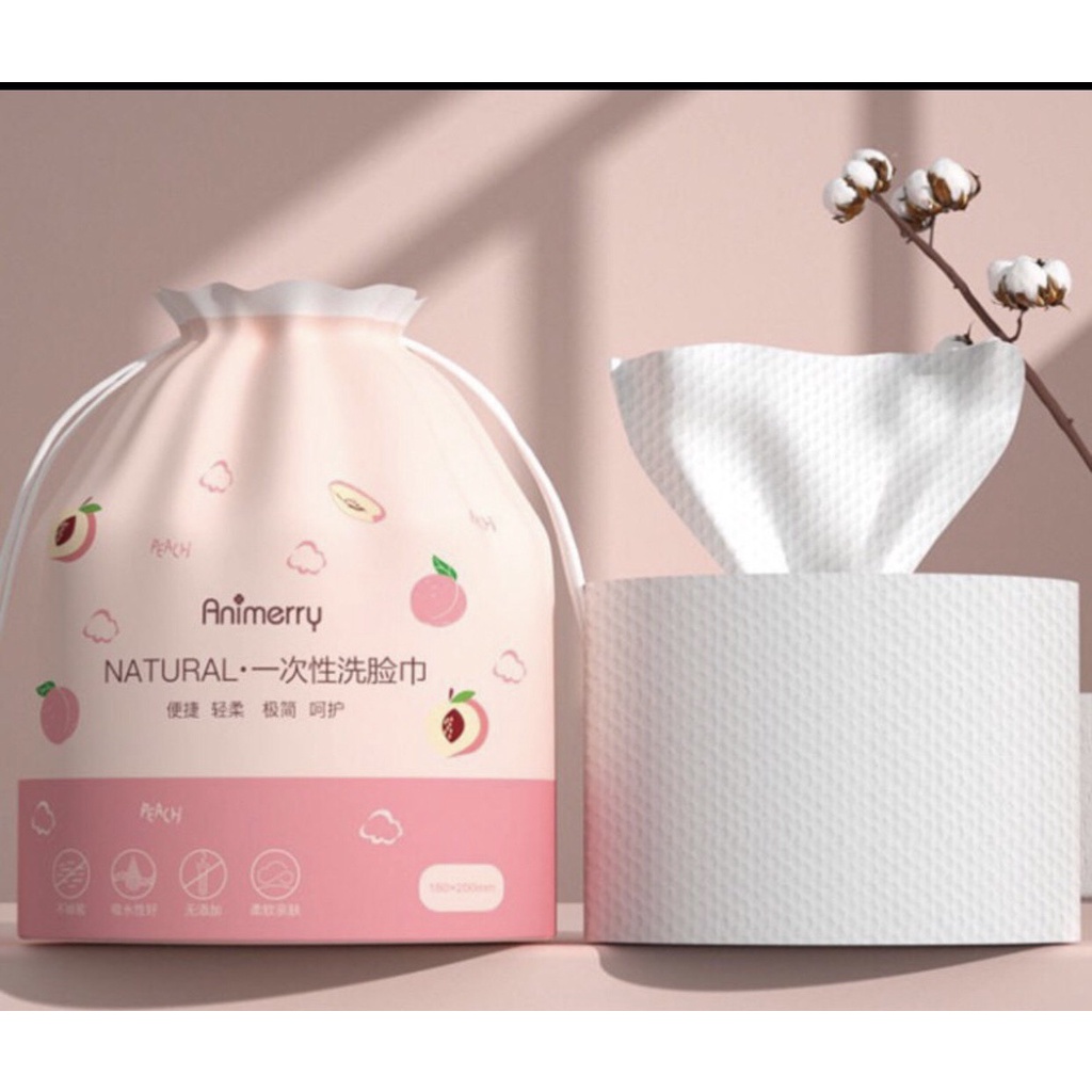 [ Gía Tổng Kho ] Túi 40 Khăn Giấy Khô Rửa Mặt Đa Năng Trái Đào Siêu Mền Mịn Tiện Dụng