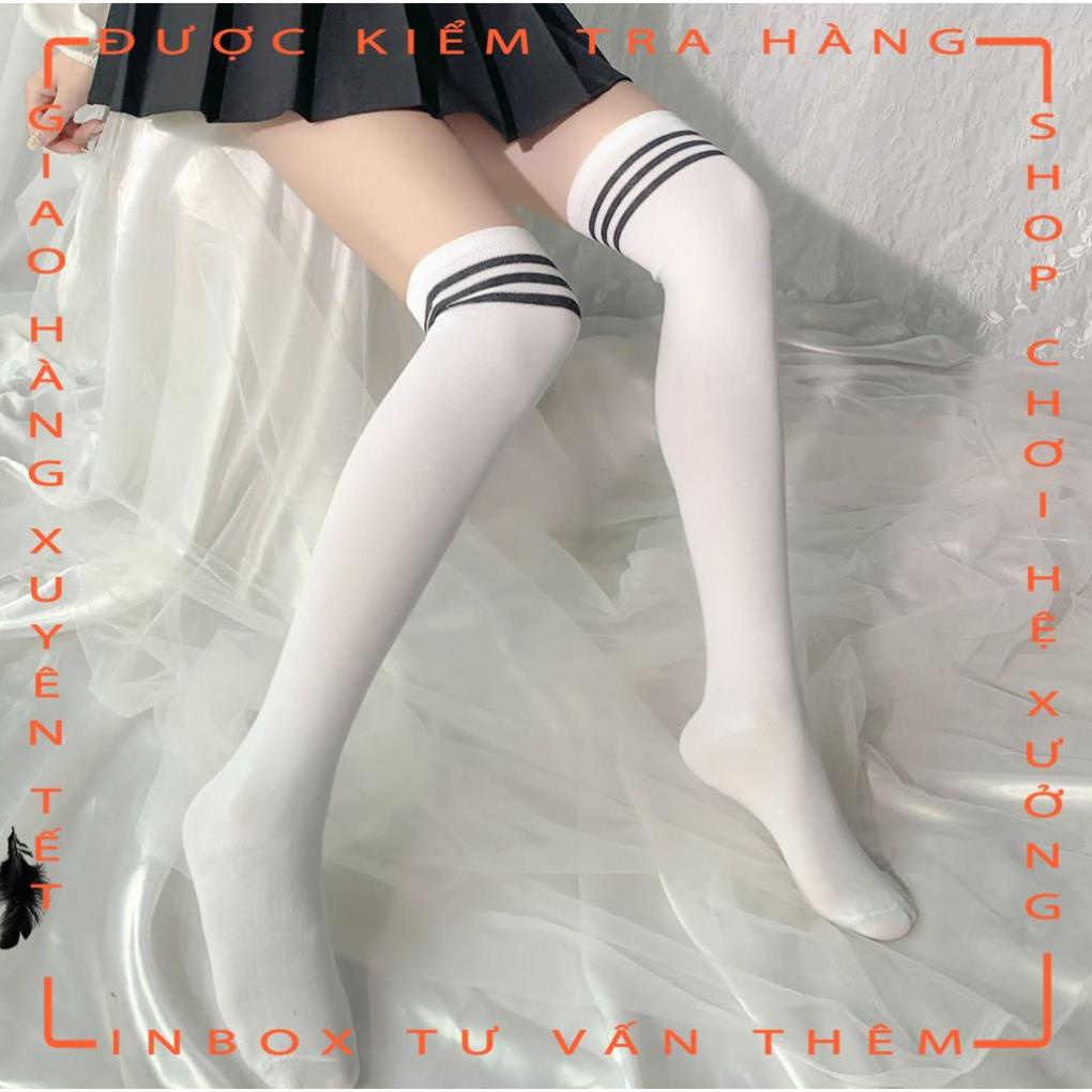 Tất đùi cao cổ sọc trắng cosplay học sinh JK sock TV08  - hot tiktok | BigBuy360 - bigbuy360.vn