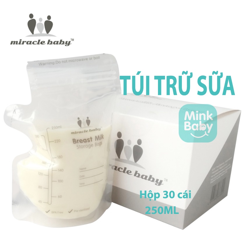 TÚI TRỮ SỮA MIRACLE BABY 250ML CHÍNH HÃNG CÓ VÒI RÓT