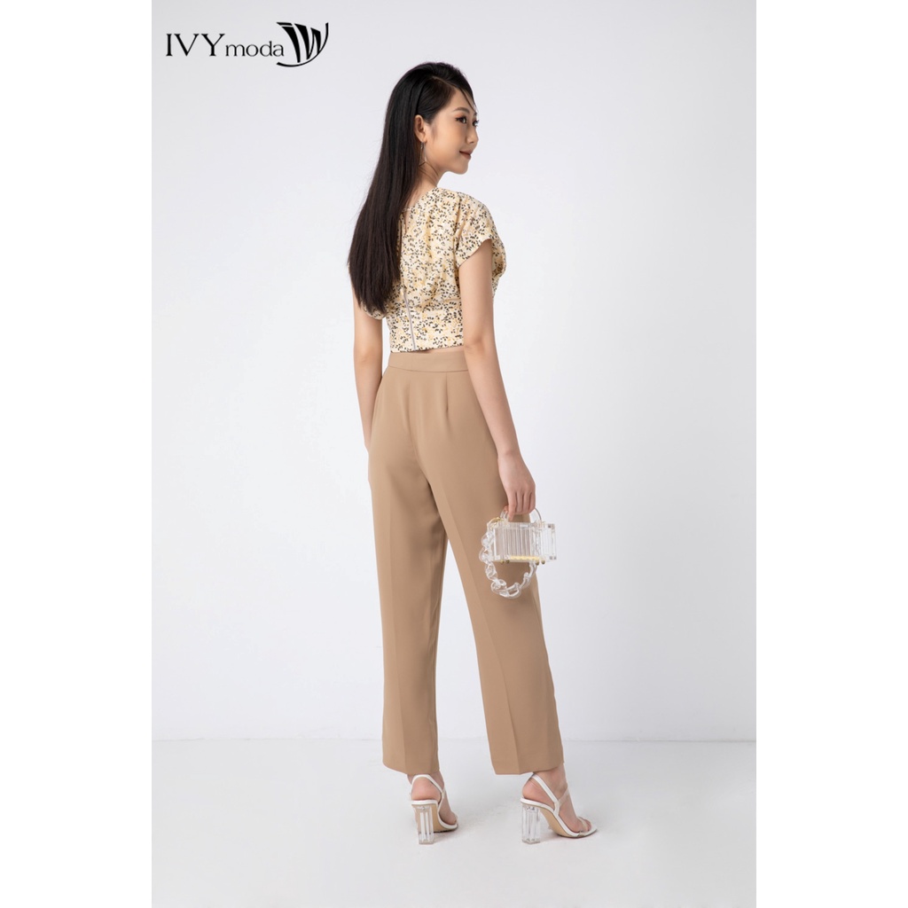 Áo croptop cổ xếp nếp nữ IVY moda MS 16M6641