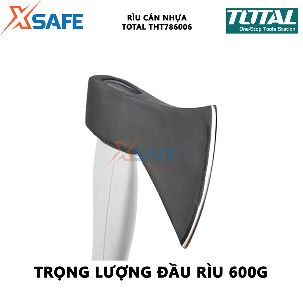 Búa rìu cán nhựa TOTAL THT786006 Rìu TOTAL đầu nặng 600g, chất liệu thép carbon 45# siêu cứng , đầ nặng [XSAFE]