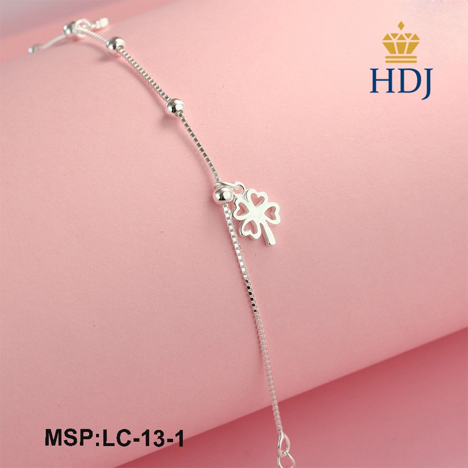 Vòng Đeo Chân bạc nữ đẹp họa tiết hình cỏ 4 lá đẹp trang sức cao cấp HDJ mã LC-13-1 | BigBuy360 - bigbuy360.vn