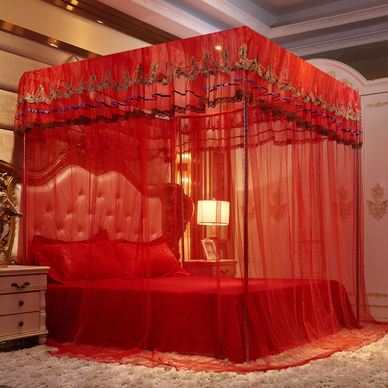 【màn chống muỗi】Màn chống muỗi mùa hè 1,8 giường đôi ba cửa sàn mã hóa lưới cung điện công chúa gió