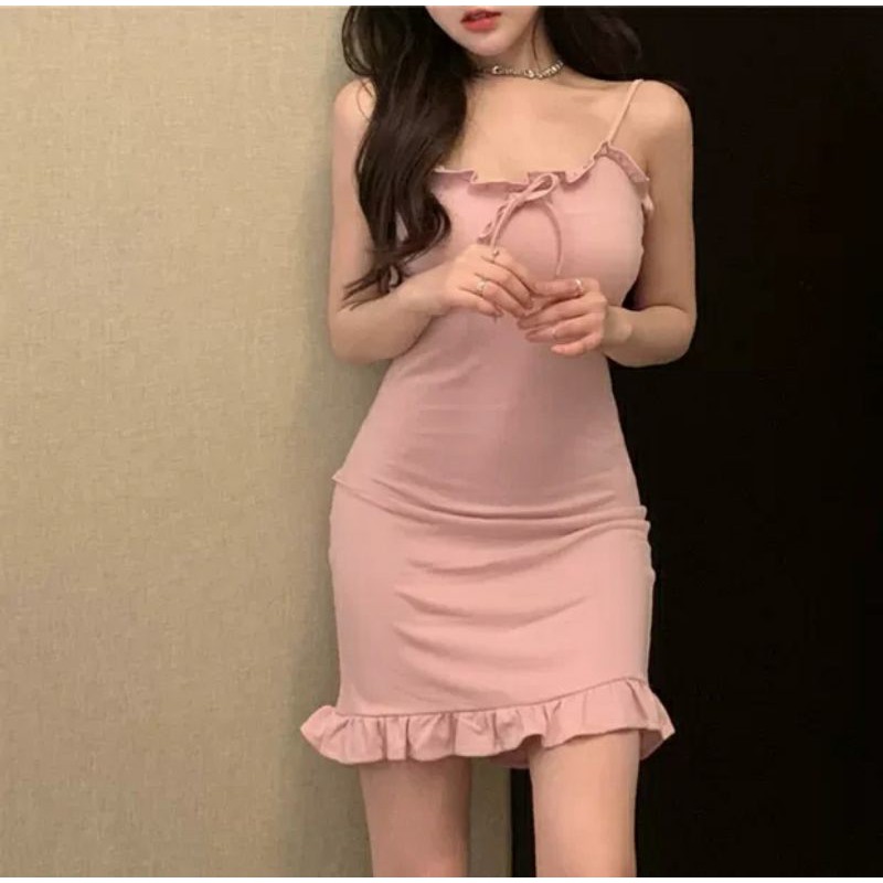 đầm nữ ôm dáng cực kỳ sexy viền cổ bèo phong cách hàn quốc