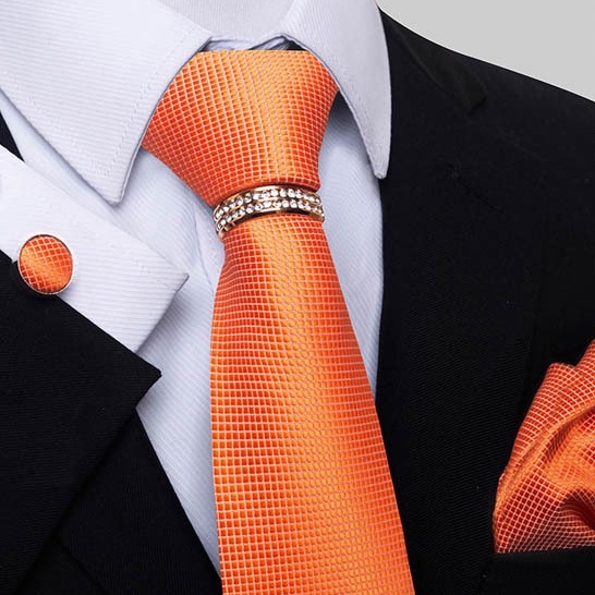 Bộ Cà vạt 4 món gồm Cavat 8cm, khăn cài túi, Măng-set, Nhẫn tròn phụ kiện, Cravat chú rể, Calavat công sở CBC-8232